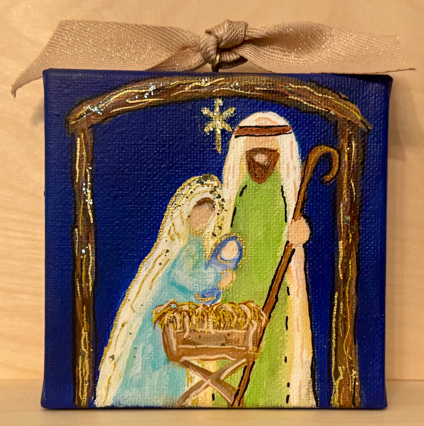 Mini Canvas Ornament - Nativity