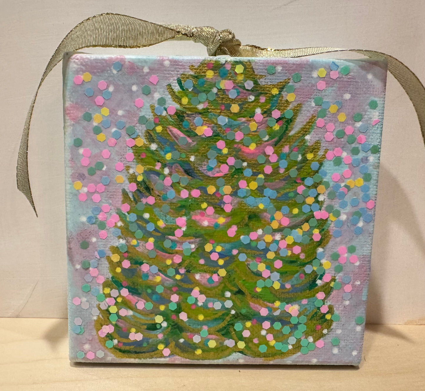 Mini Canvas Ornament - Christmas tree